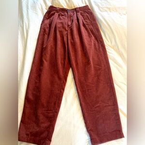 Madewell Corduroy High-Rise Tapered Pants in Dusty Redwood